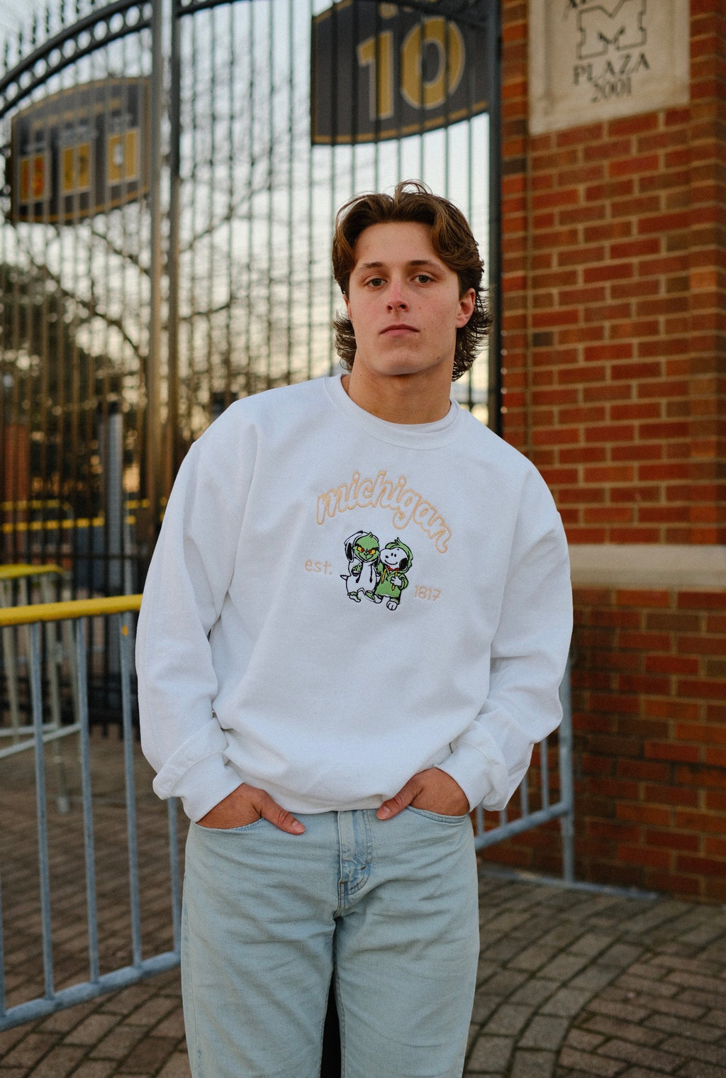 Unisex Embroidered Grinch Crewneck