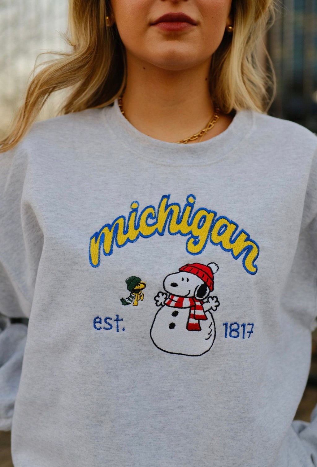 Unisex Embroidered Snowman Crewneck