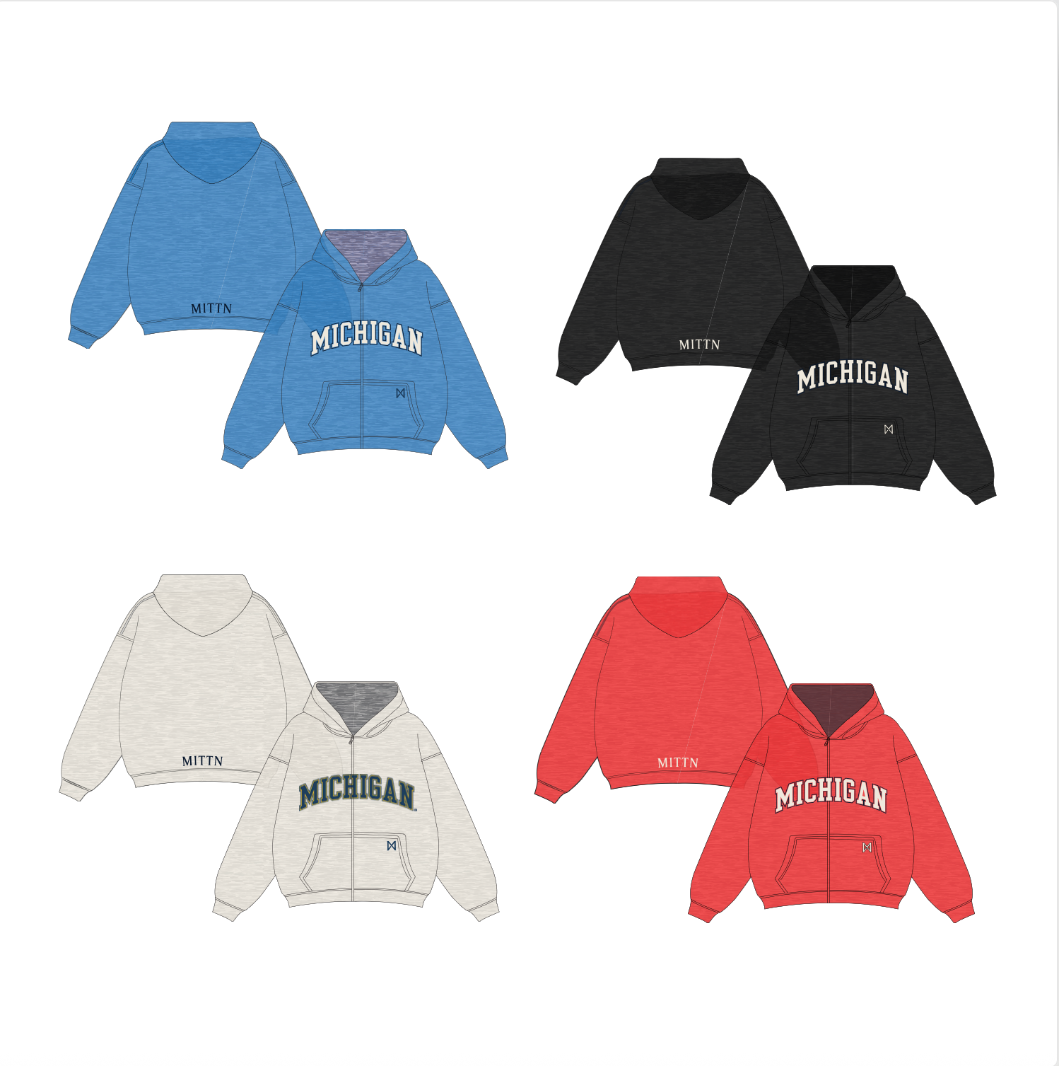Classic MITTN x Michigan Zip-Up Hoodie
