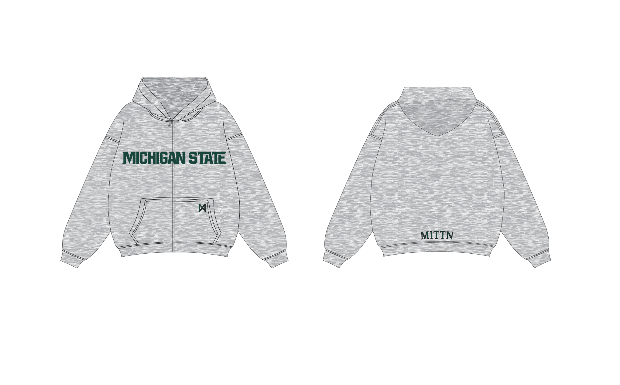 Classic MITTN x MSU Zip-Up Hoodie - Style 2