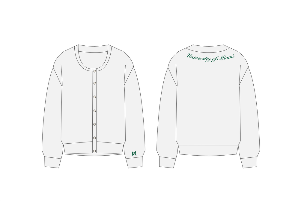 Outline of a white cardigan with MITTN