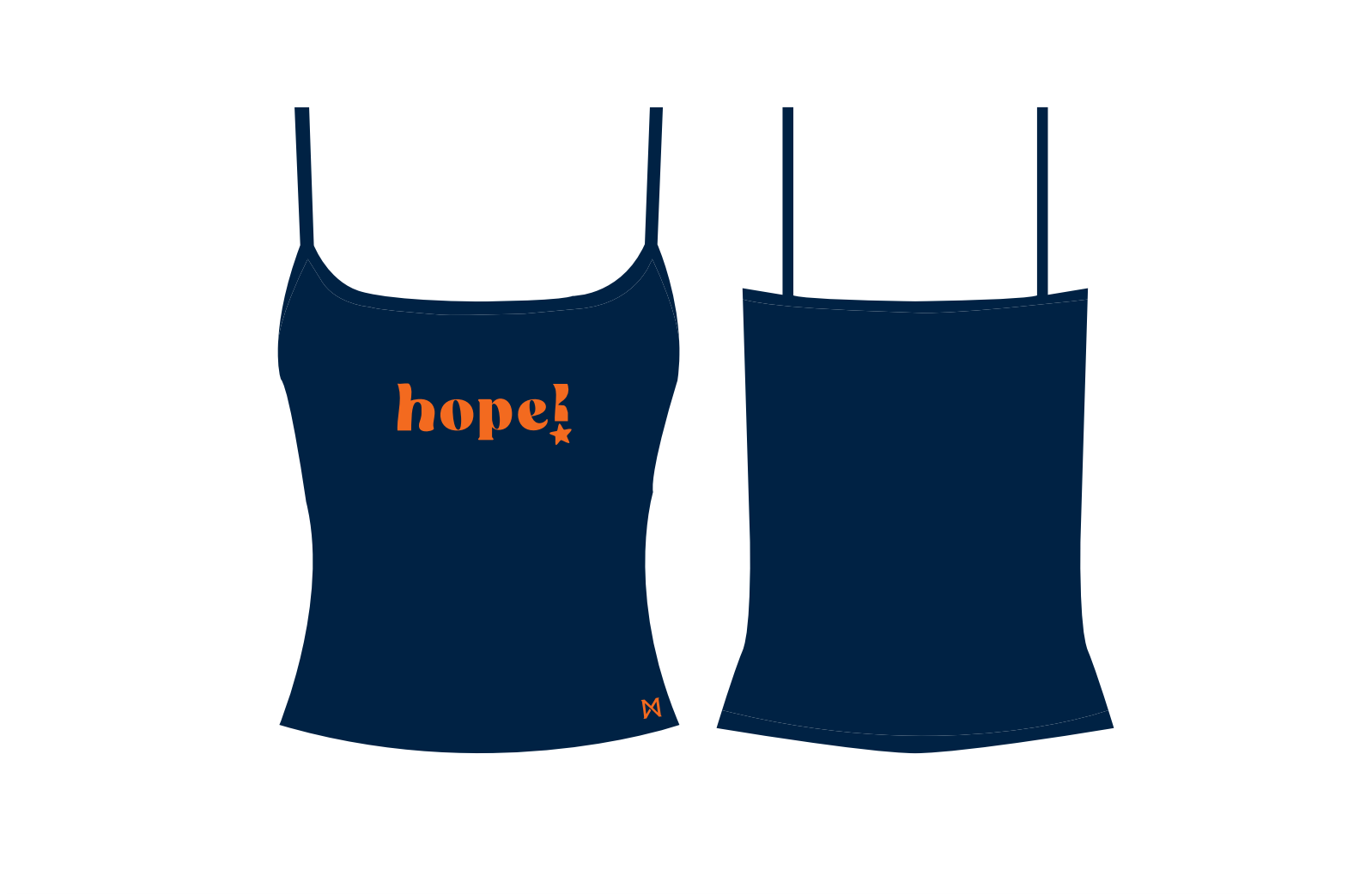 MITTN Navy blue tank top with 'hope!' printed on