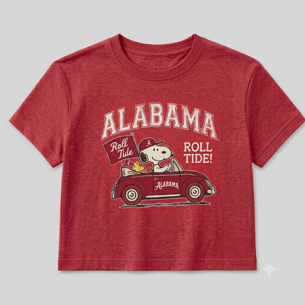 Women's College Snoopy Baby Tee